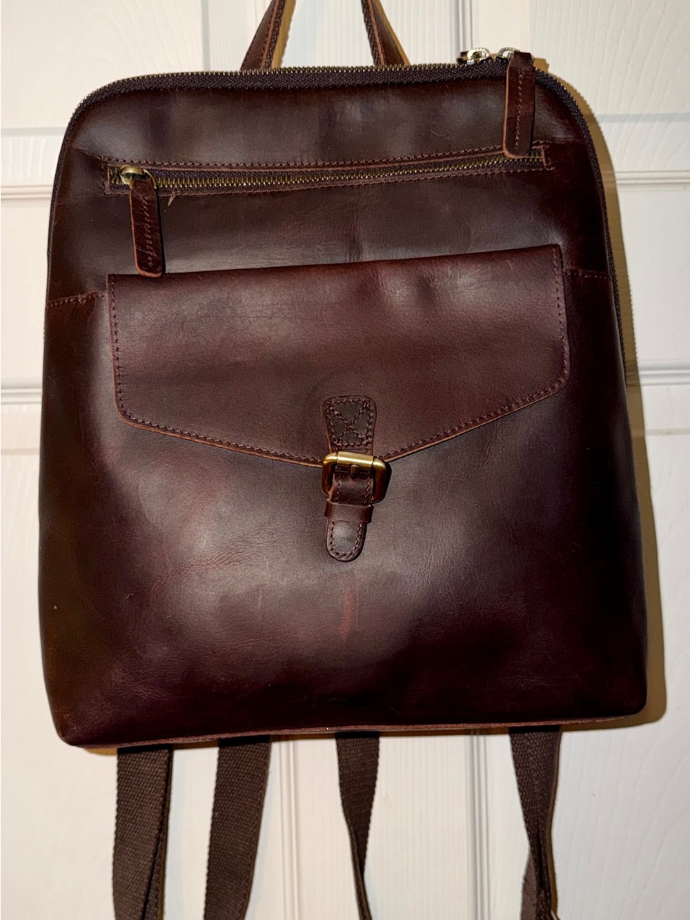 S-ZONE Genuine Leather Backpack Purse Travel Daypack (Zipper Flaw)